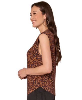 Women's Printed Extended Shoulder Round Neck Top