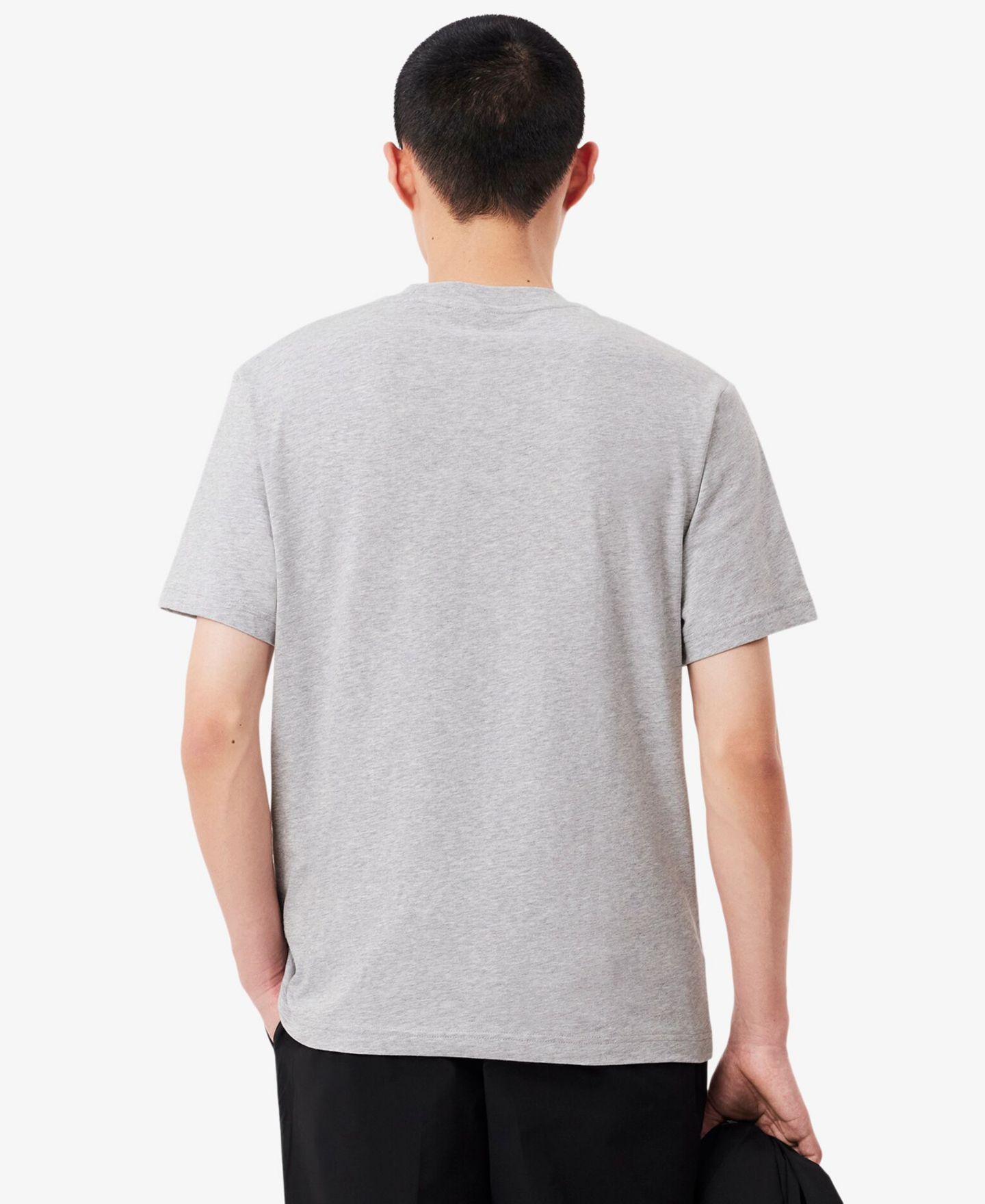 Мужская футболка Lacoste Classic-Fit Crewneck Logo, цвет: Серебряный — фото 4