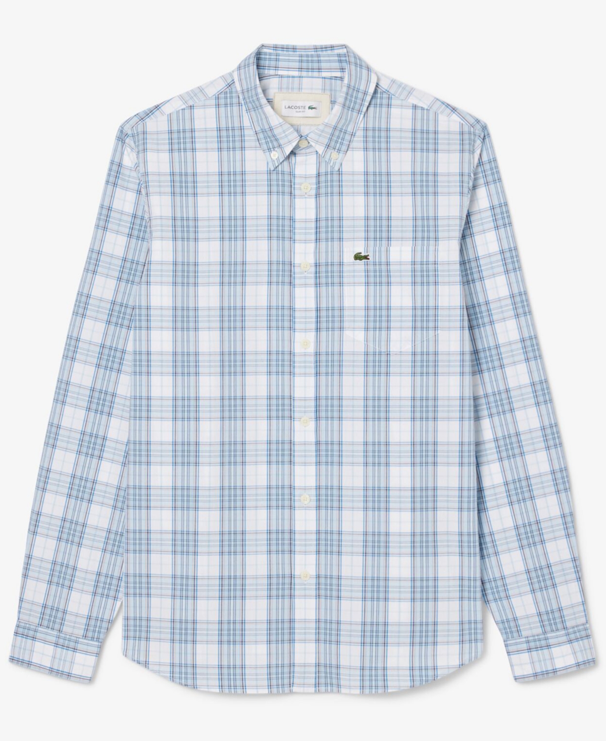 Lacoste Men's Slim Fit Stretch Plaid Shirt - 17 - 43 In Blue