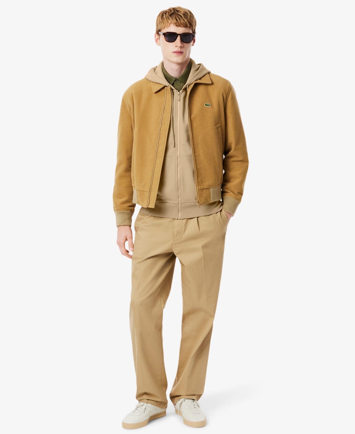 Lacoste Men's Zipped Hoodie Sweatshirt In Brown