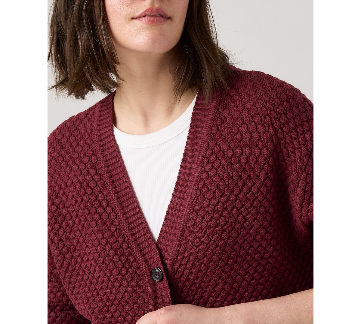 Levi's Women's Snowflake Long Sleeve Cardigan Sweater In Burgundy