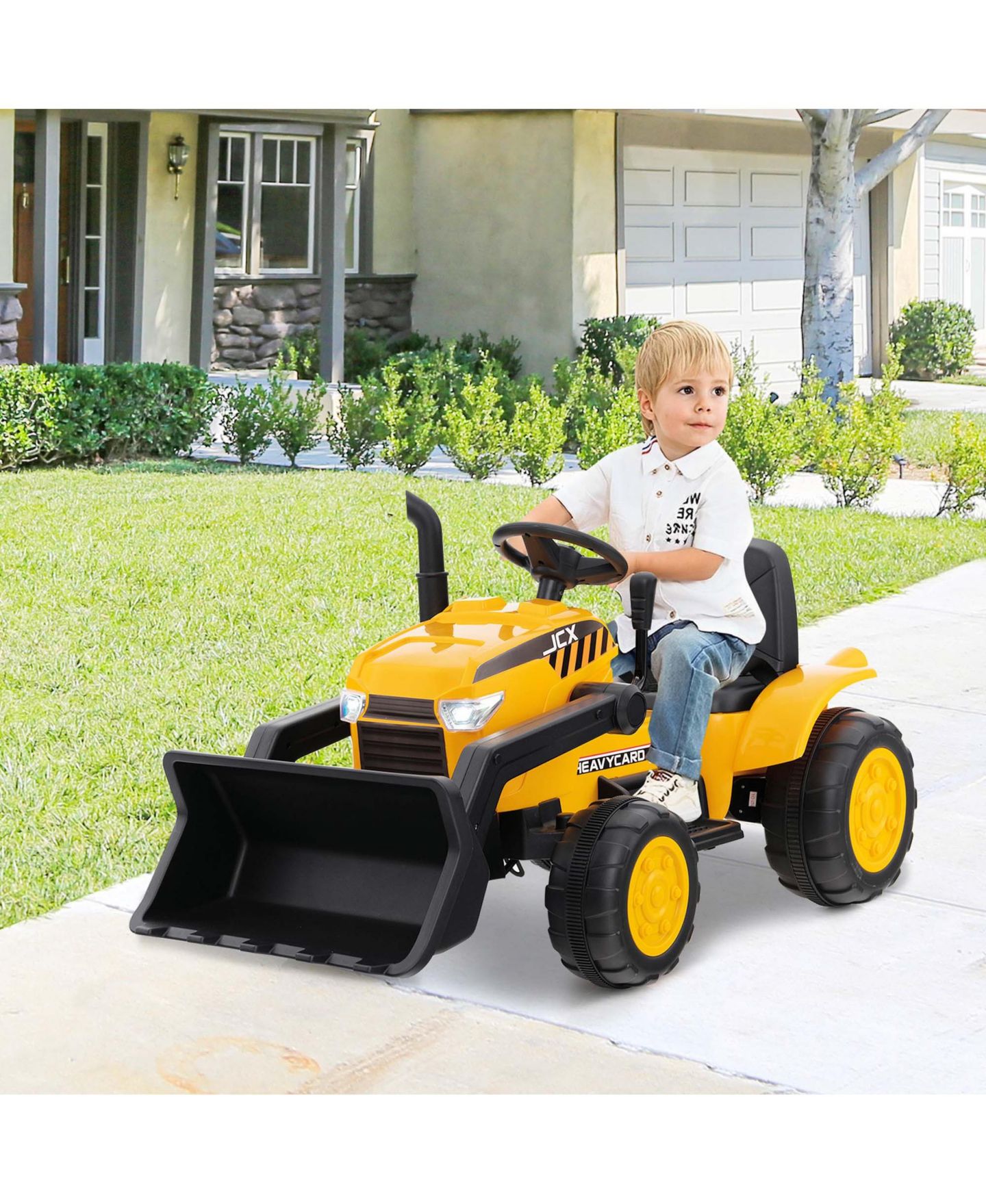 Детская игрушка Costway 12V Remote Control Electric Ride On Excavator, 66 lbs, 3–8 лет, цвет: Жёлтый — фото 2