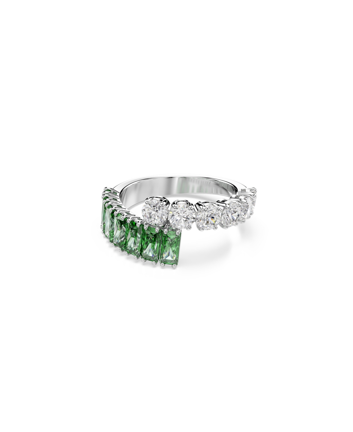 Swarovski Green Rhodium Plated Matrix Ring In Green