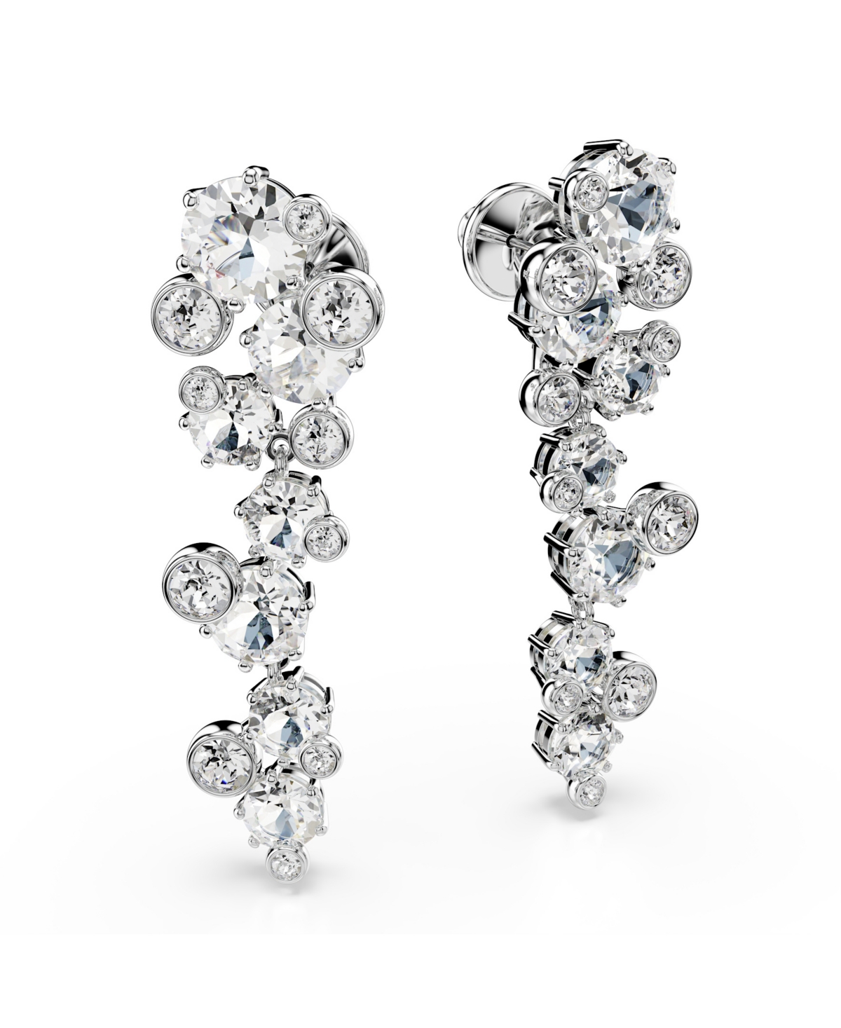 Swarovski Constella Rhodium Plated Drop Earrings In Metallic