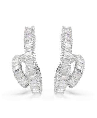 Matrix Rhodium Plated Hoop Earrings
