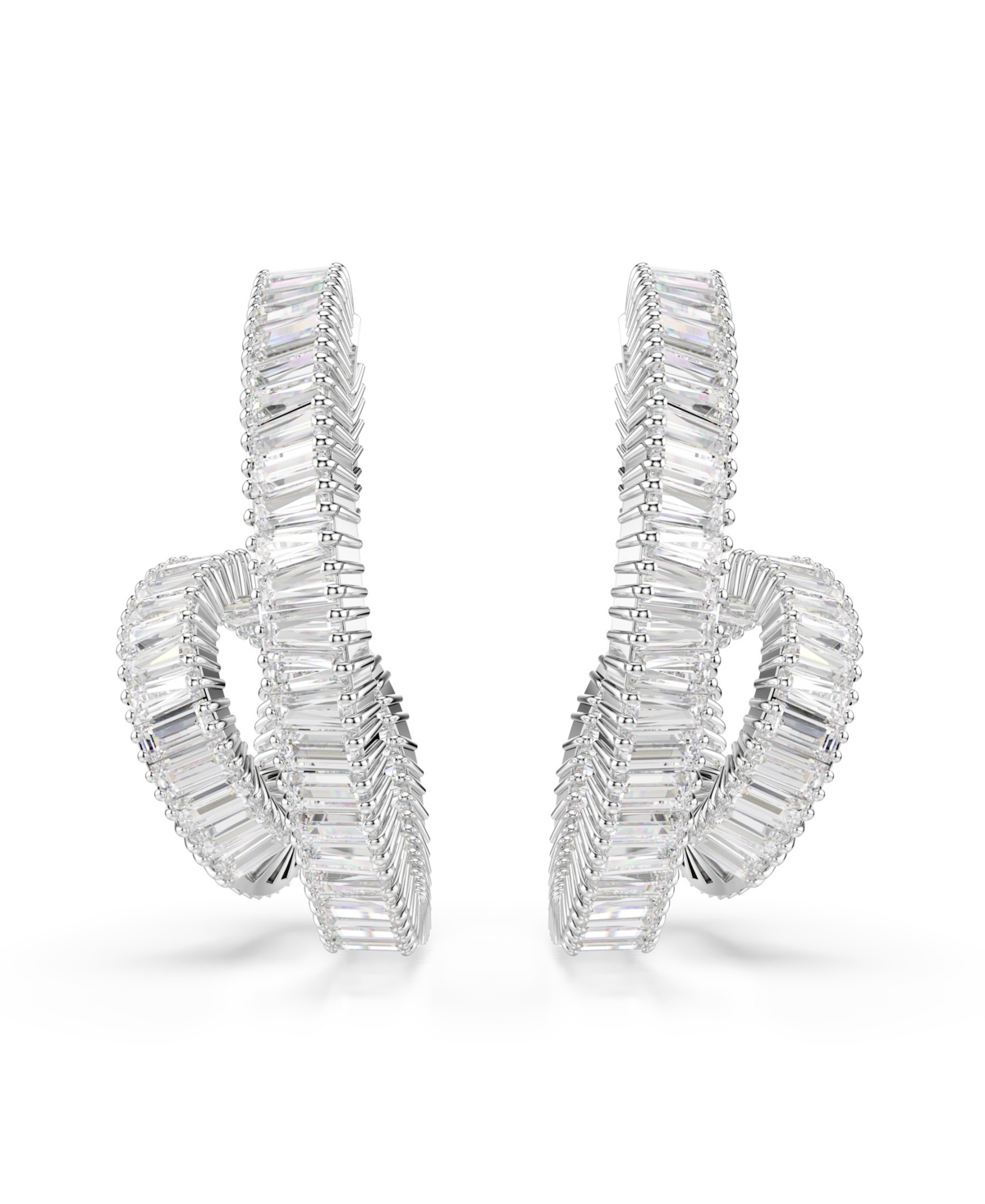 Swarovski Matrix Rhodium Plated Hoop Earrings In Metallic