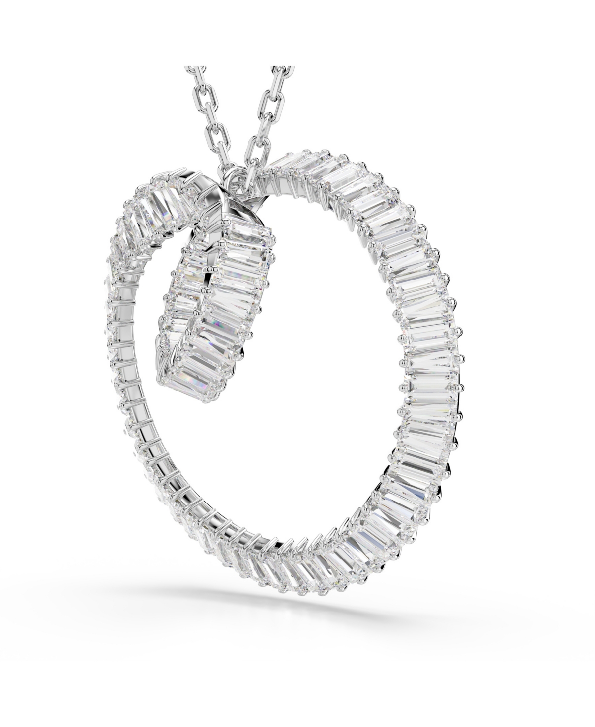Swarovski Matrix Baguette Cut Rhodium Plated Necklace In Silver
