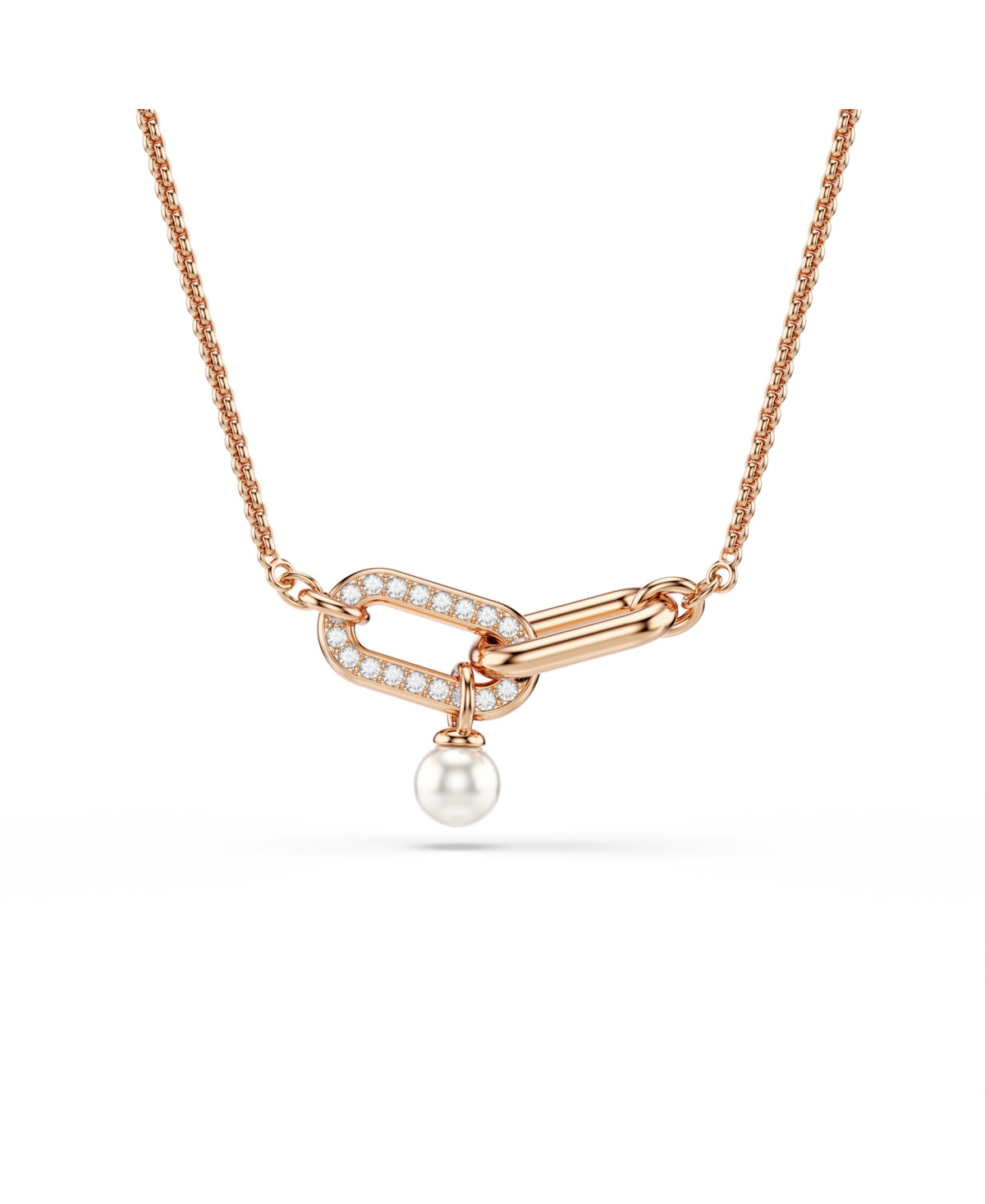 Swarovski Constella Crystal Pearl Round Cut Pendant Necklace In Gold
