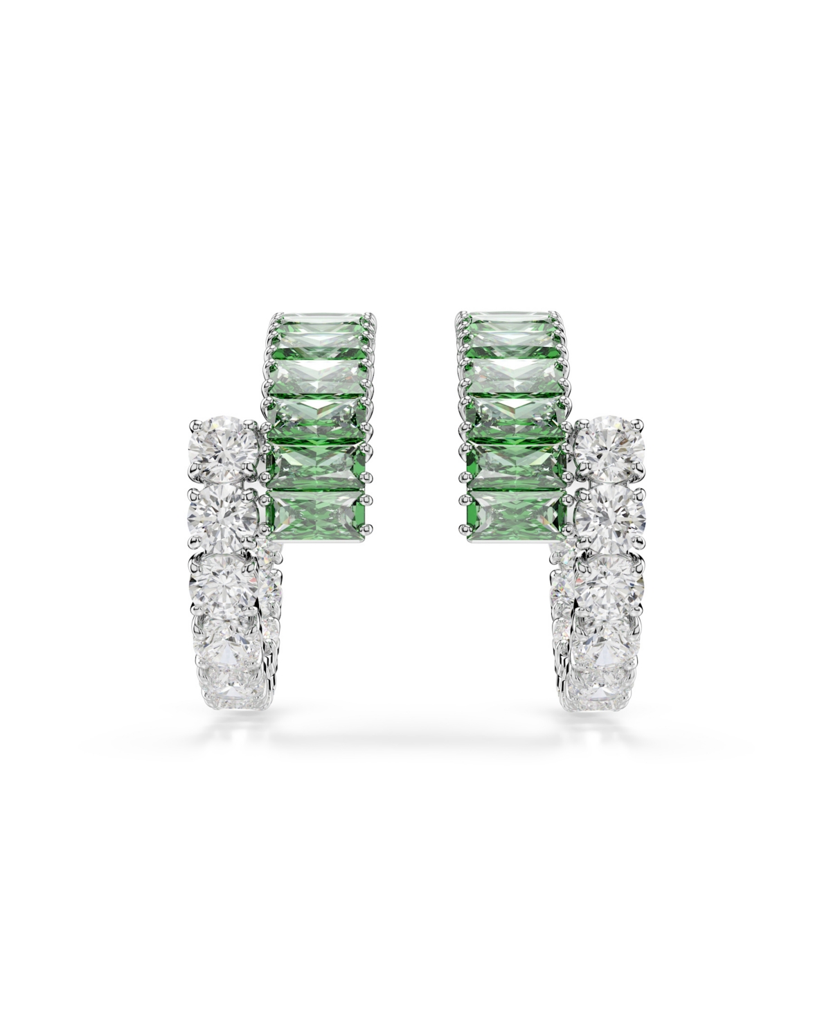 Swarovski Matrix Rhodium Plated Hoop Earrings In Green