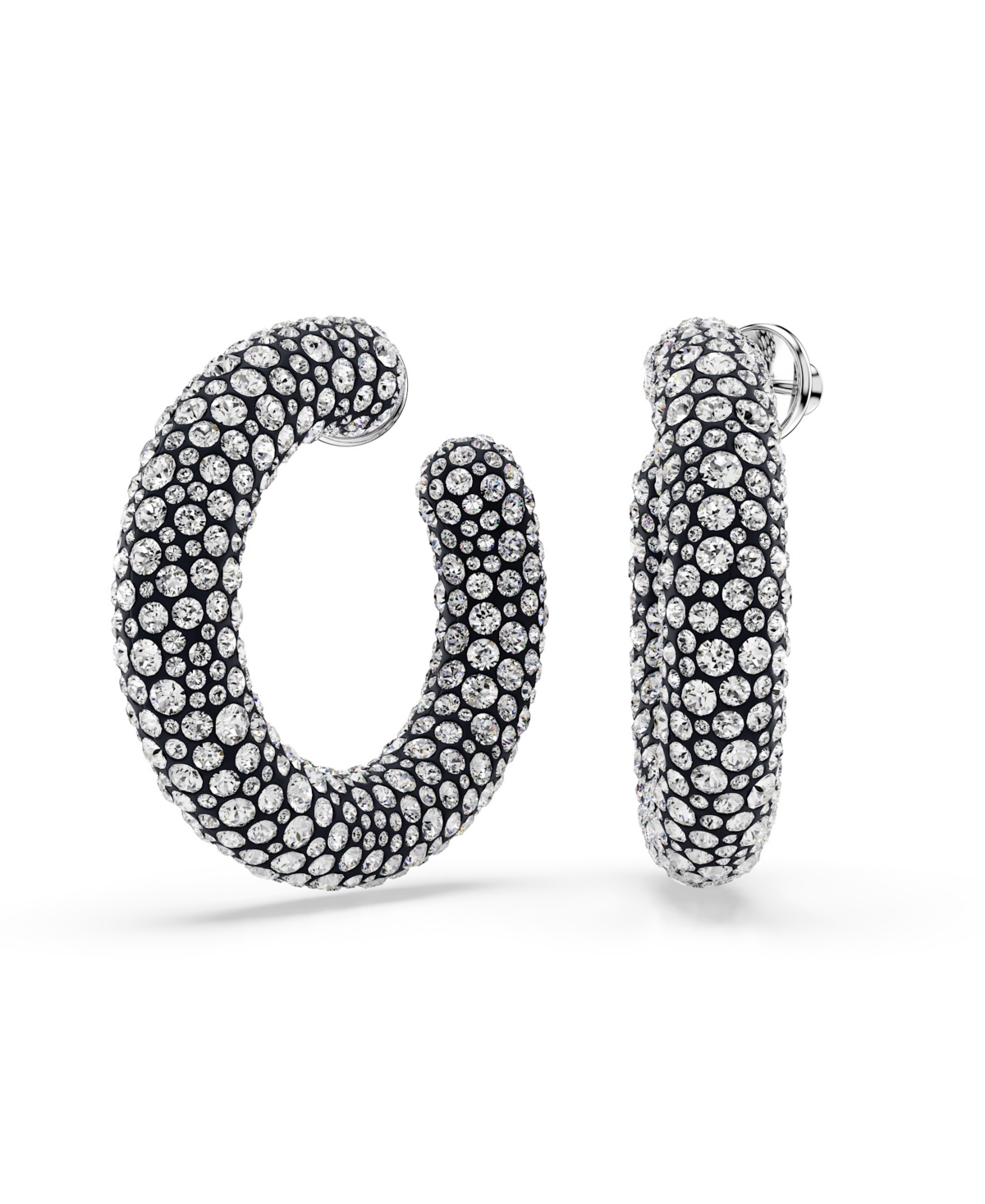 Swarovski Sublima Rhodium Plated Hoop Earrings In Silver