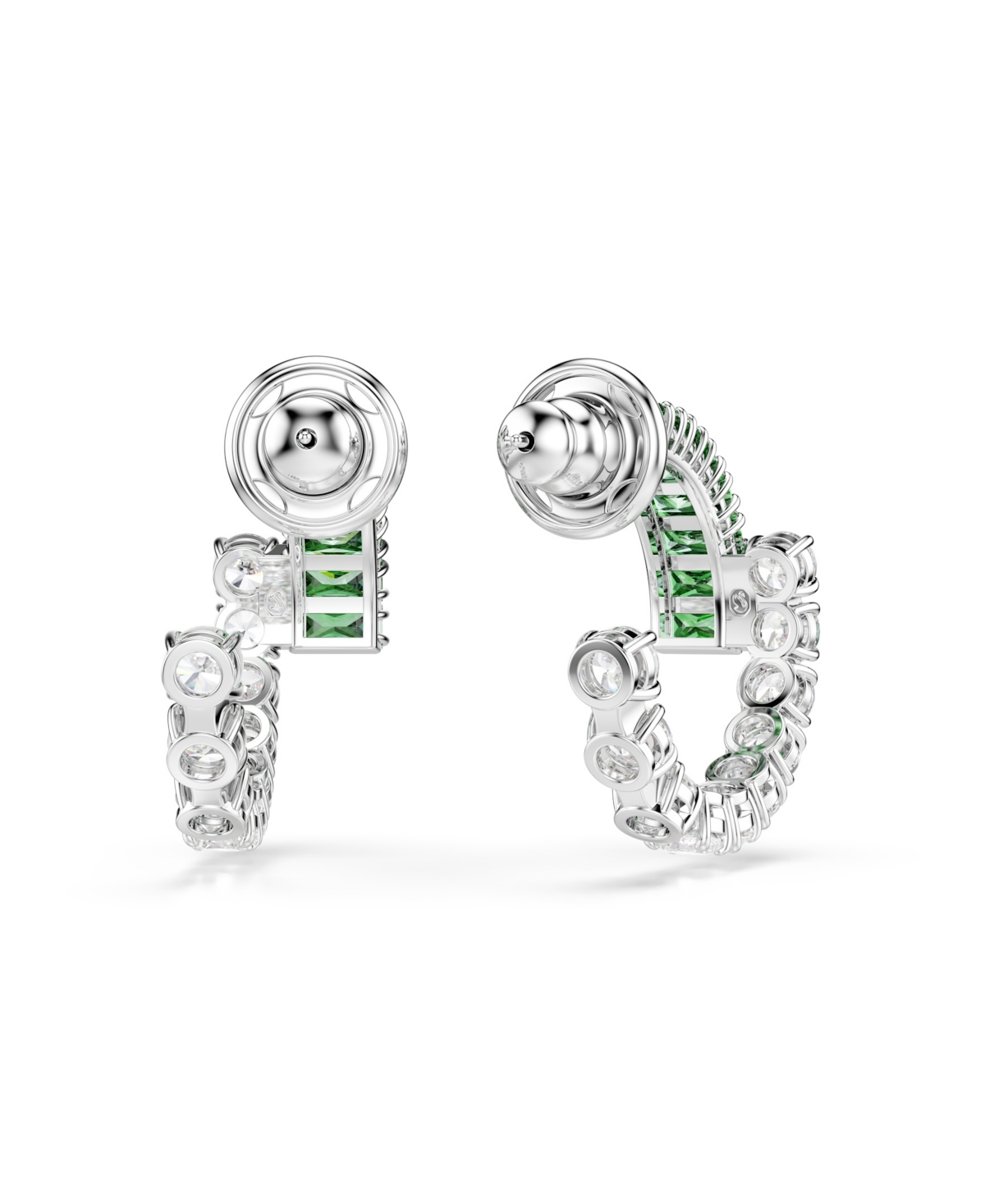 Swarovski Matrix Rhodium Plated Hoop Earrings In Green