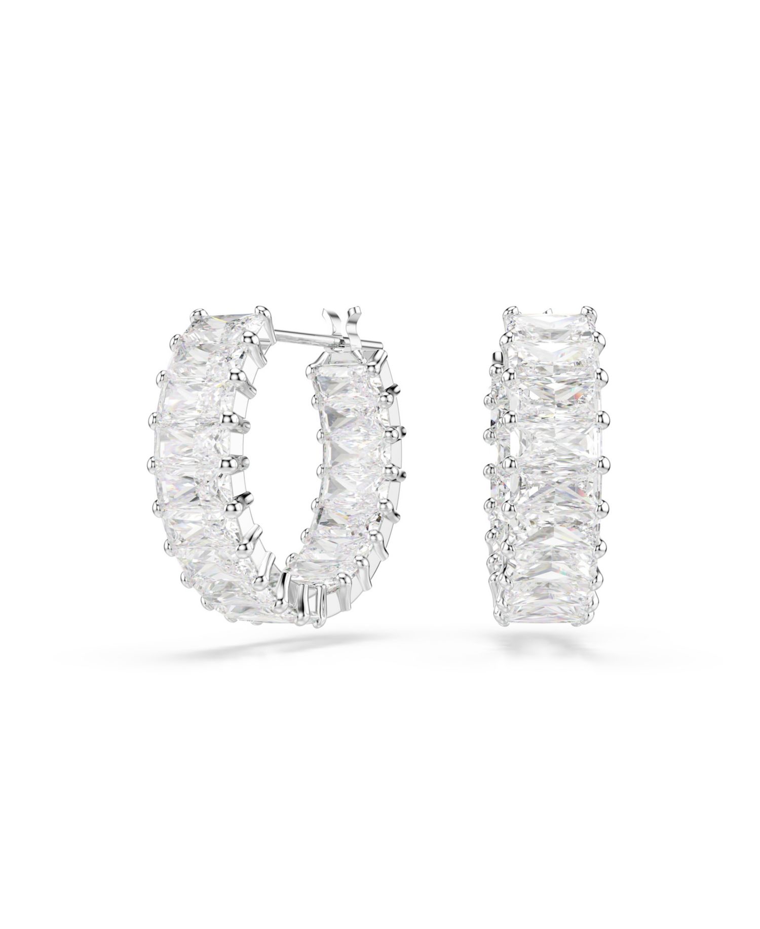 Matrix Rhodium Plated Hoop Earrings