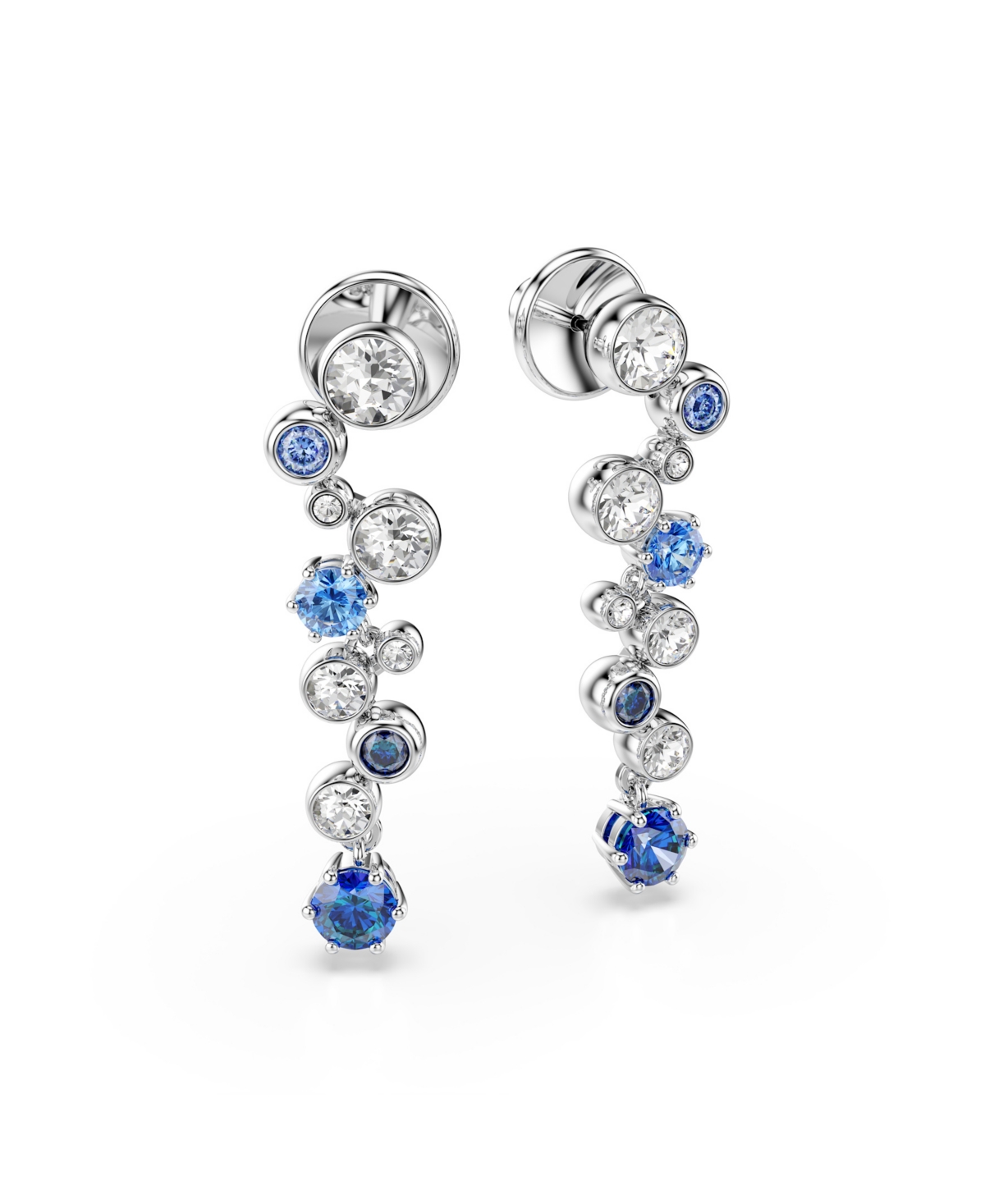Swarovski Constella Rhodium Plated Crystal Drop Earrings In Blue