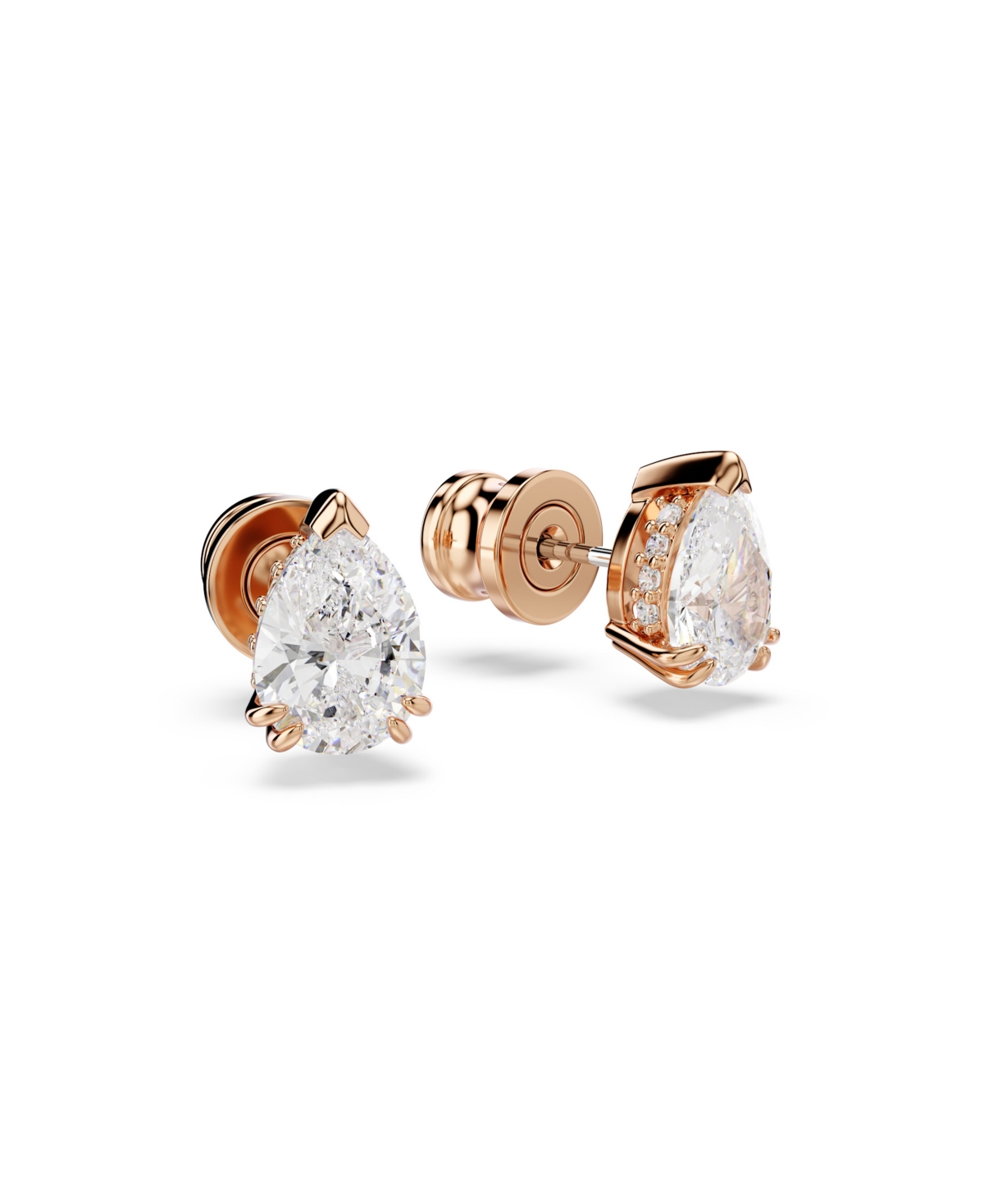 Swarovski Stilla Pear Cut Rose Gold-tone Plated Stud Earrings In Gold