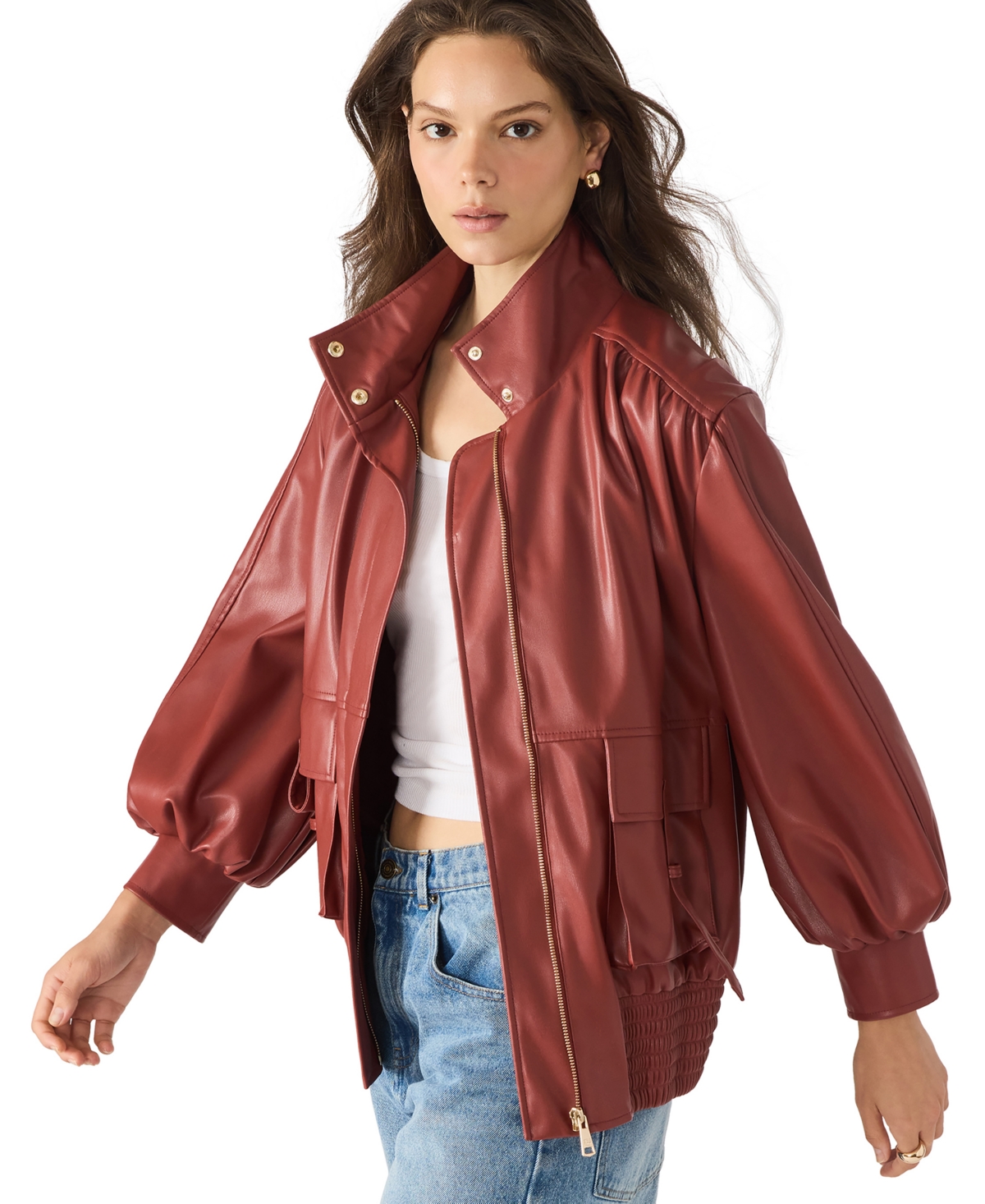 Steve Madden Vee Faux Leather Jacket In Brown