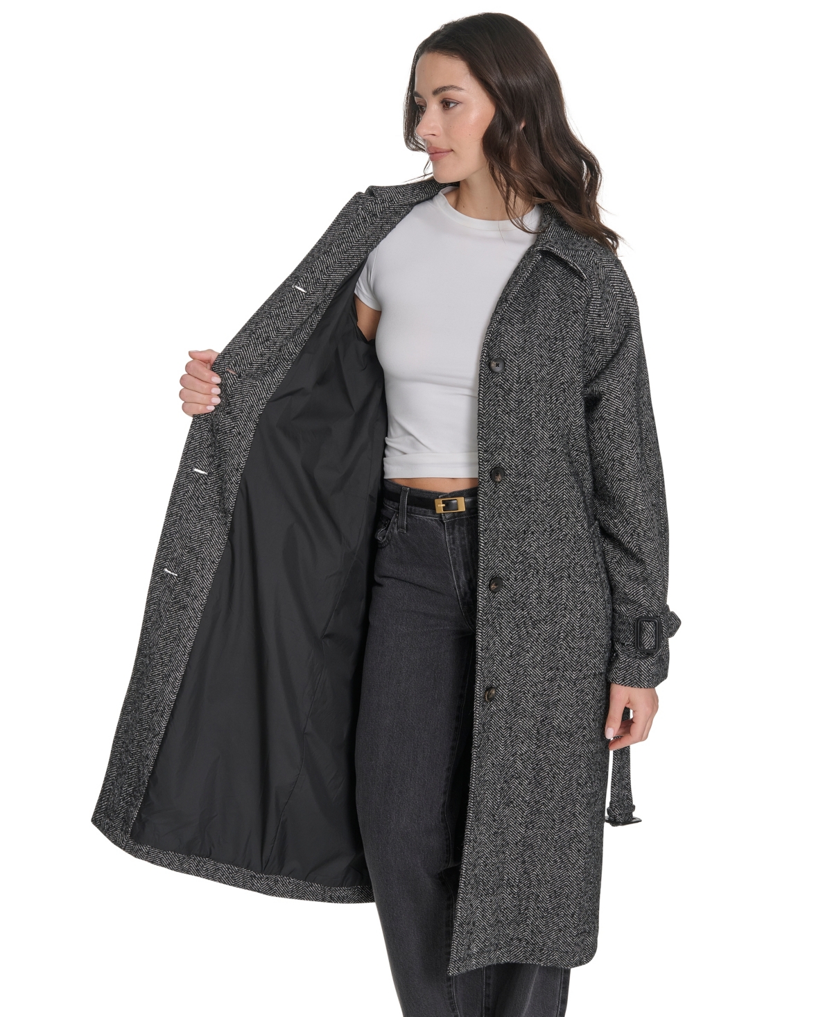 Levi's Belted Longline Coat In Gray