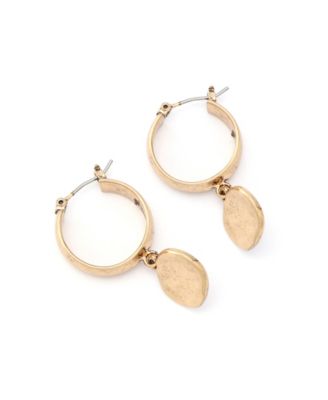 Gold Heirloom Charms Disc Huggie Earrings