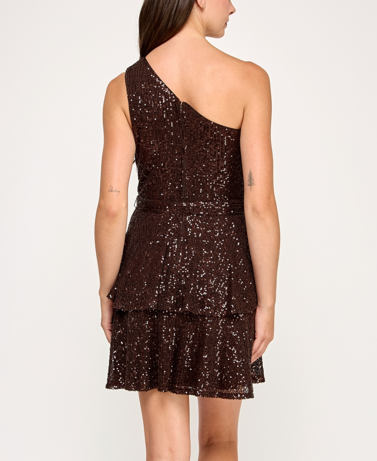 Row A Women's One Shoulder Short Dress In Brown