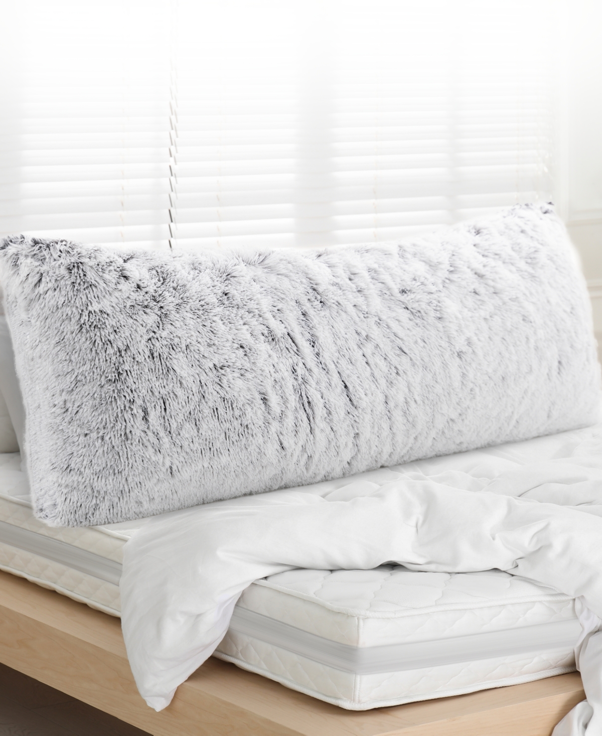 Cheer Collection Faux Fur Body Pillow, 20" X 54" In Gray