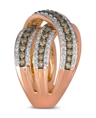 Chocolate Diamond (1.53 ct. t.w.) and Vanilla Diamond (.75 ct. t.w.) Ring in 14K Strawberry Gold
