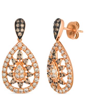 Nude Diamond (0.96 ct. t.w.) and Chocolate Diamond ( 0.44 ct. t.w.) Earrings in 14K Strawberry Gold