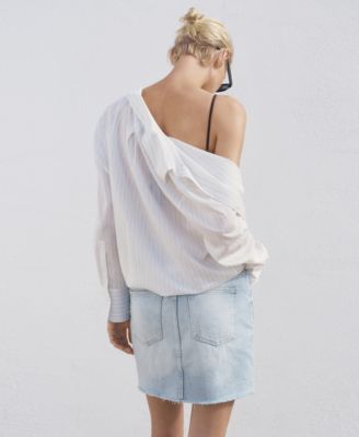 Women's Frayed Hem Denim Skirt