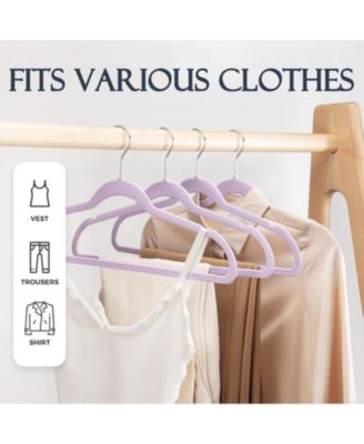 17.5 Inch Silver Hook Velvet Hangers