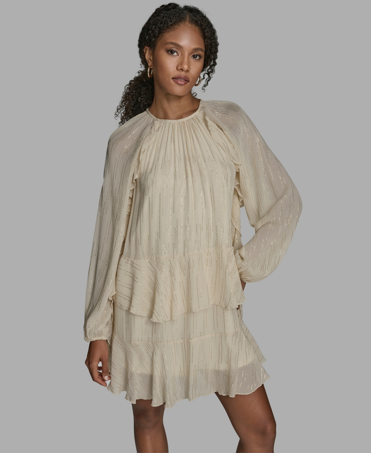 Bcbg Women's Long Sleeve Shift Dress In Neutral