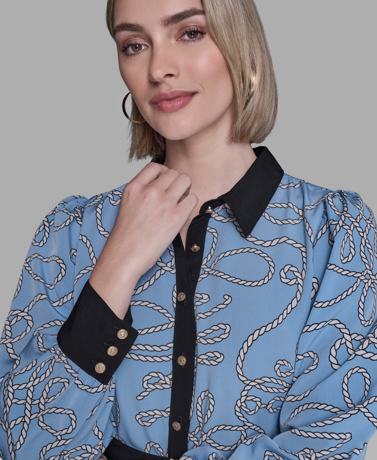 Karl Lagerfeld Women's Printed Long Sleeves Dress In Blue
