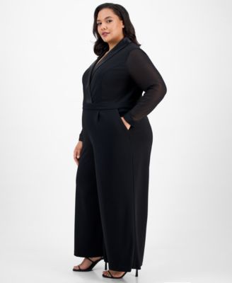Plus Size Tuxedo Jumpsuit