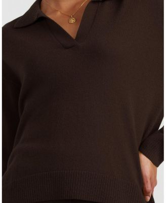 Women's Wool Cashmere Blend V Neck Collared Sweater