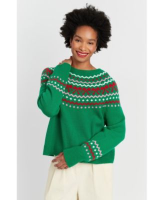 Women's Wool-Cashmere Bow Fairisle Sweater