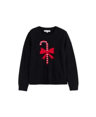Women's Wool-Cashmere Candy Cane Sweater