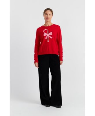 Women's Wool-Cashmere Candy Cane Sweater