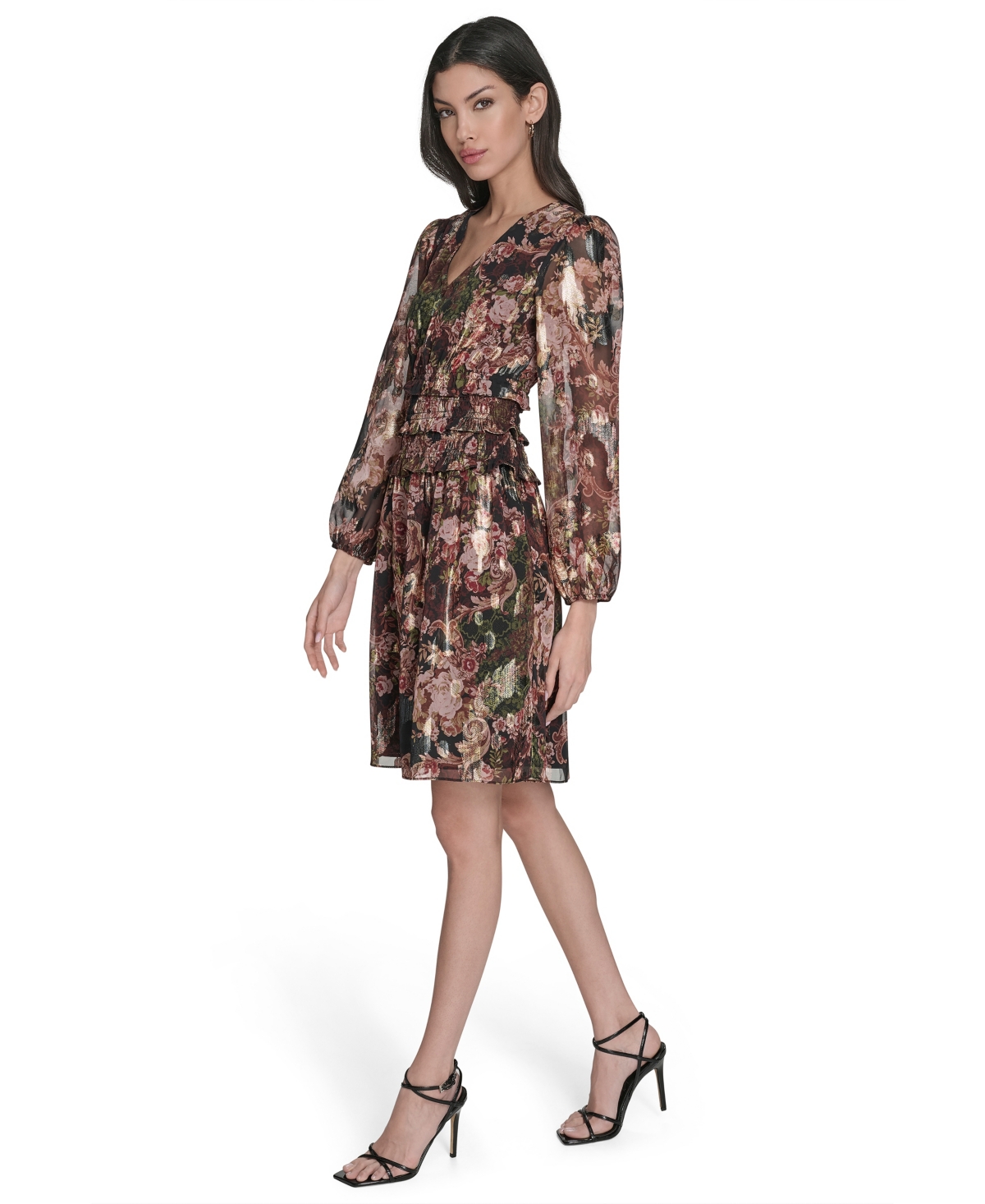 Eliza J Women's Petite Lurex Long Sleeves Dress In Multi