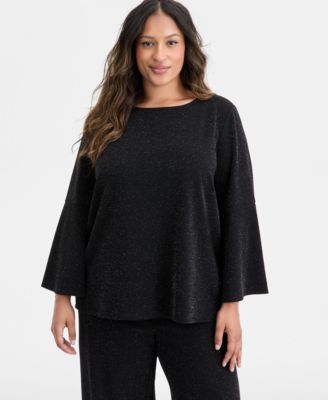 AK Anne Klein Plus Size Bell-Sleeve Top & Wide-Leg Pull-On Pants