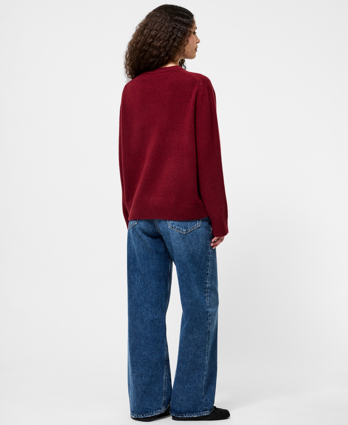 French Connection Emilia Knit Boyfriend Sweater In Burgundy