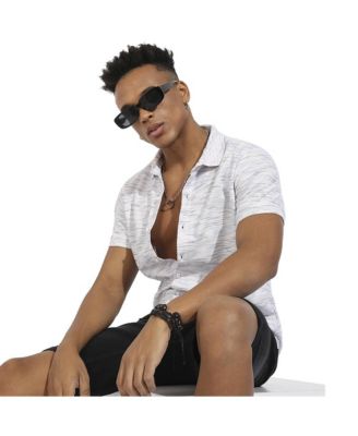 Men's White Honeycomb Knit Shirt