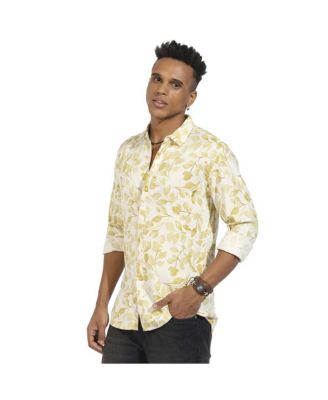 Men's Artistic Foliage Print Button Up Shirt