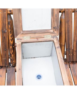 Double Adirondack Chair Loveseat w/ Table & Ice Bucket, Varnished Wood