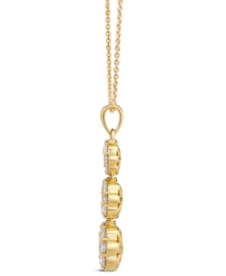 Nude Diamond Triple Flower Pendant Adjustable 20" Pendant Necklace (1 ct. t.w.) in 14k Rose Gold