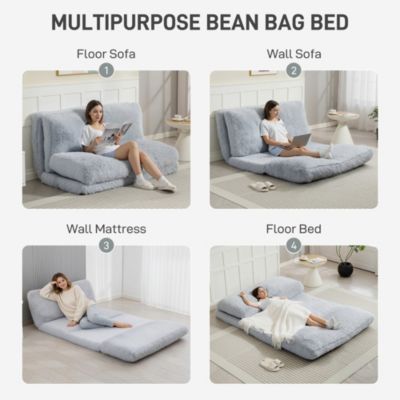Bean Bag Floor Sofa Bed, Plush Folding Floor Mattress,