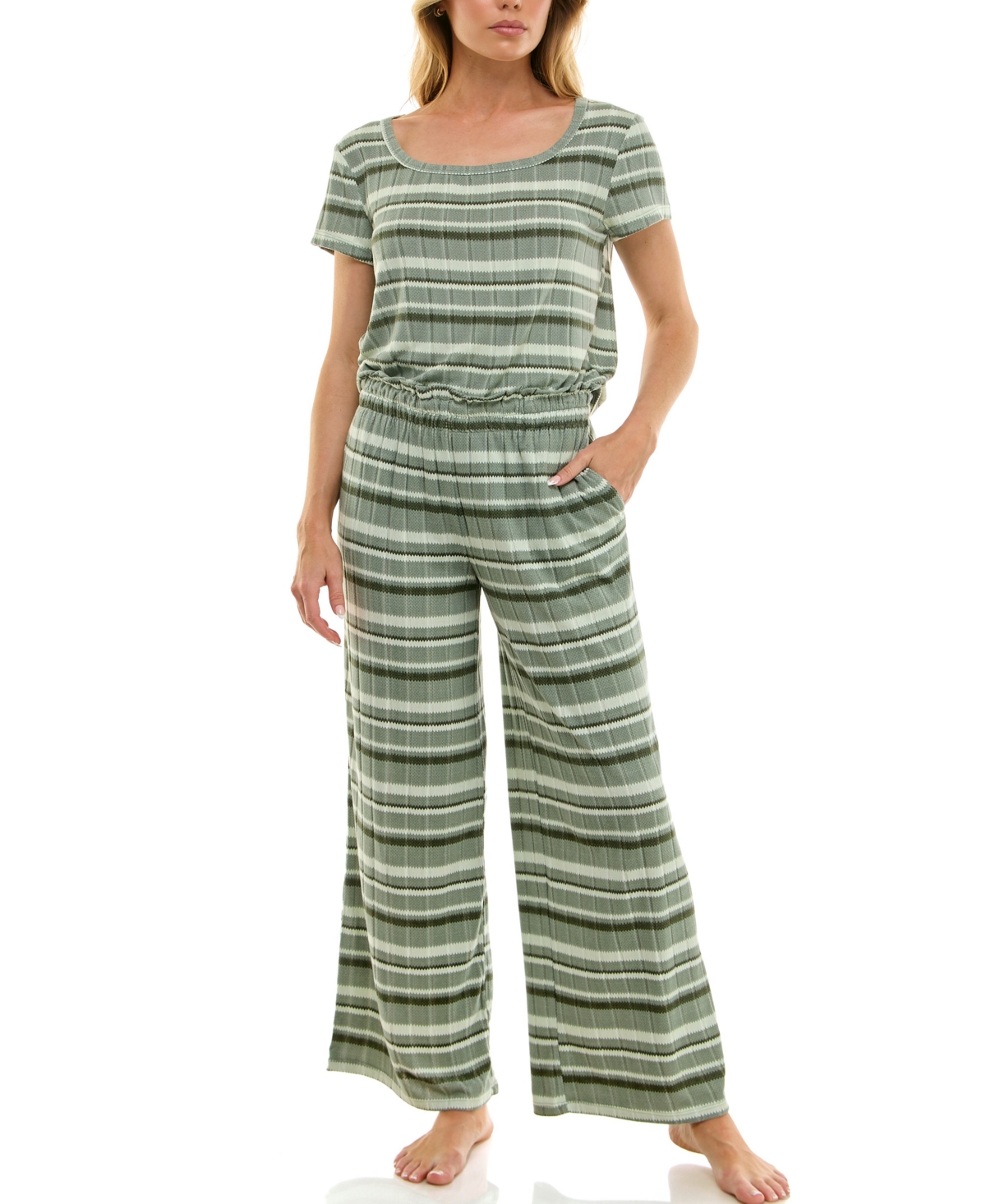 Roudelain Women's 2-piece Striped Sleepwear Set In Green