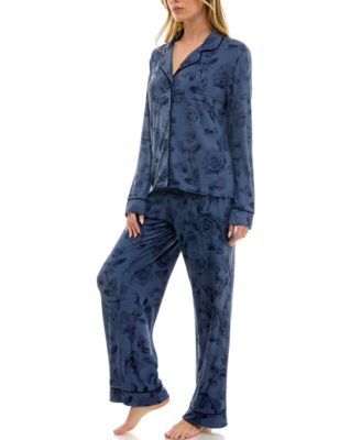 Women's 2-Piece Long Sleeve Top and Printed Pajama Set