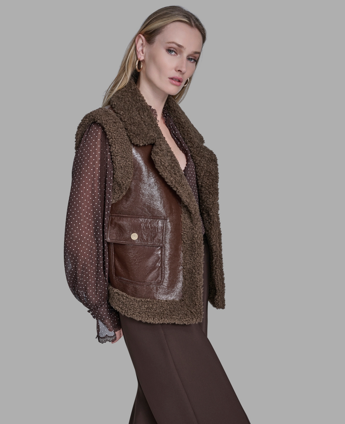 Bcbg Women's Snap Front Vest Sweater In Brown