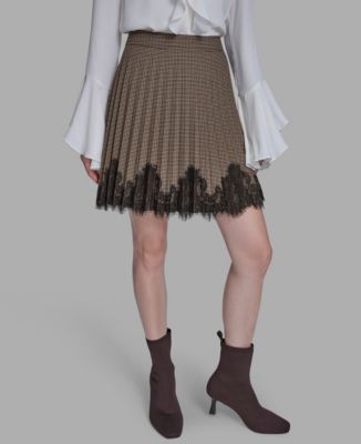 Women's Lace Hem Pleated Skirt