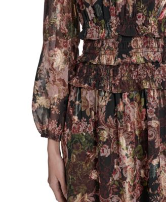 Women's Petite Lurex Long Sleeve Dress