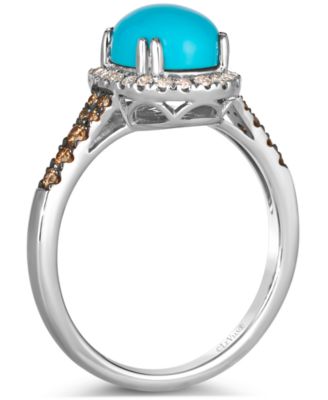 Robins Egg Blue Turquoise (2 ct. t.w.) and Diamond (1/3 ct. t.w.) Halo Ring in 14k Rose Gold