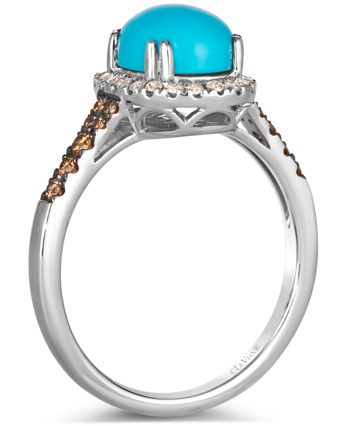 Le Vian Robins Egg Blue Turquoise (2 Ct. T.w.) & Diamond (1/3 Ct. T.w.) Halo Ring In 14k Rose Gold In Blue