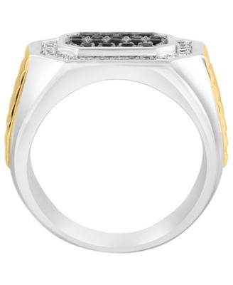 Men's Diamond (1/3 ct. t.w.) and Black Spinel (3/4 ct. t.w.) Ring in 18K gold over Sterling Silver